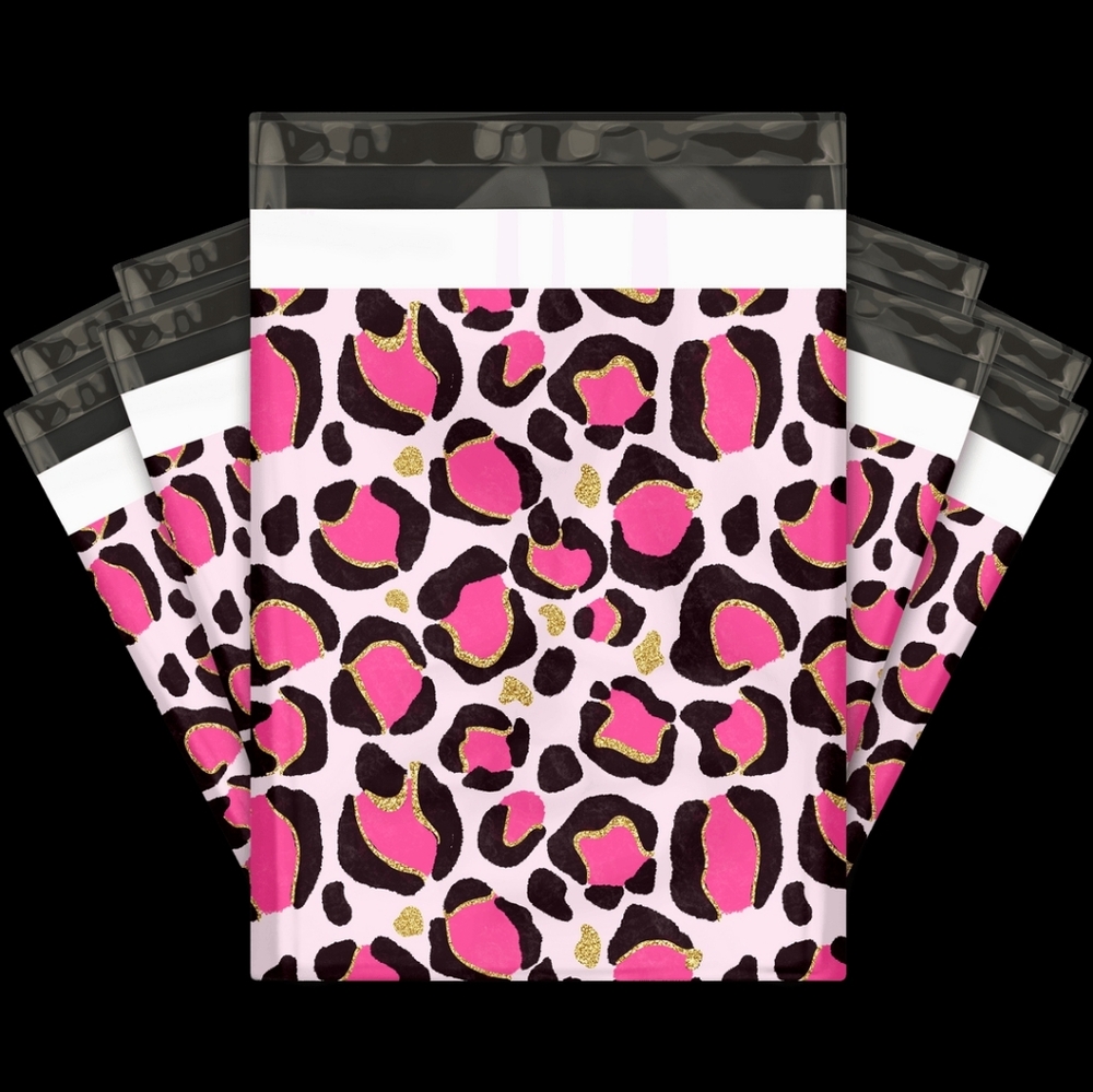 Pink Leopard Print Poly Mailers 10x13 100pc